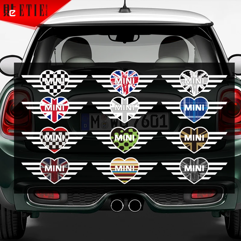 ETIE 10 шт. для продажи черный шахматный флаг ПВХ винил от MINI Cooper логотип сердца