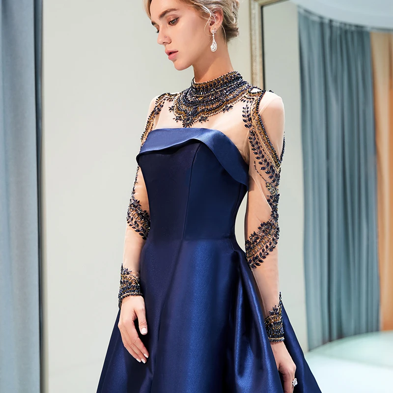 

SHAMAI Women Long Evening Dress Vintage O-Neck Wine Red Prom Dresses 2020 Women's Vintage Elegant Bead Evening Dresses 63695