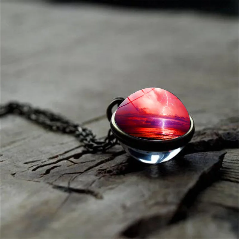 Vintage Nebula Galaxy Double Sided Pendant Necklace with Bronze Color Art Picture Glass Ball Handmade Jewelry 2019 | Украшения и
