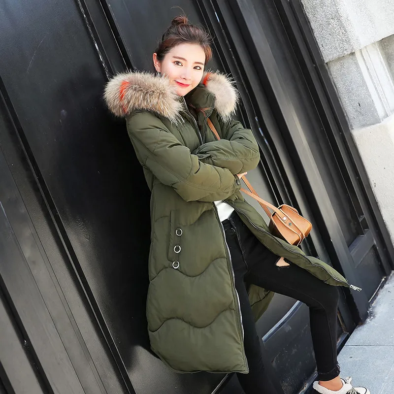 Плюс размер 3XL 2018 элегантная трапециевидная зимняя женская парка с капюшоном