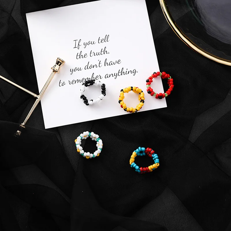 2019 милые летние разноцветные бусины из смолы для девочек эластичное кольцо