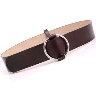 2018 belts for women leather Simple gray wide women's belt matching dress down jacket black decorative belt lady smooth buckle