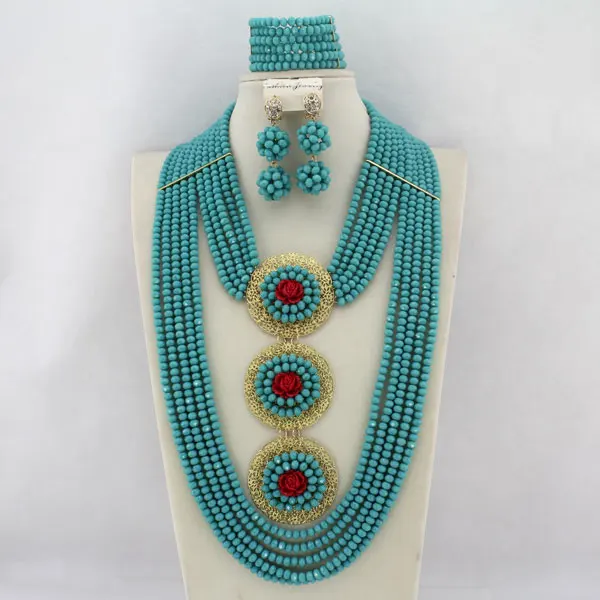 26 дюймов длинные темно зеленые нигерийские Свадебные африканские бусины набор