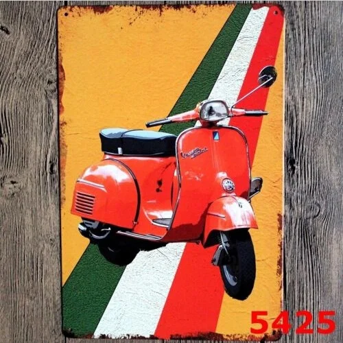 Металлическая жестяная вывеска мотоцикл Vespa Декор Бар Паб домашний винтажный
