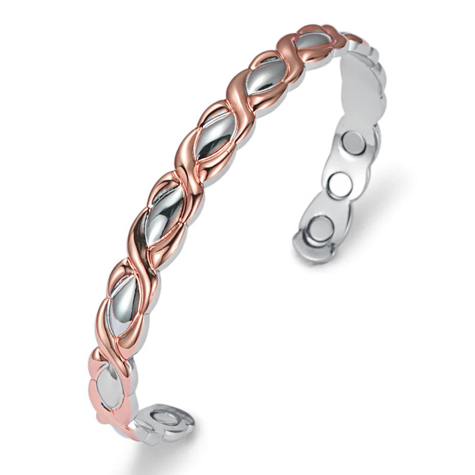rose gold RainSo здоровый шарм браслеты для леди манжеты Медь браслеты Браслеты для артрит Dropshipping женский Модные украшения браслет - Окраска металла: rose gold