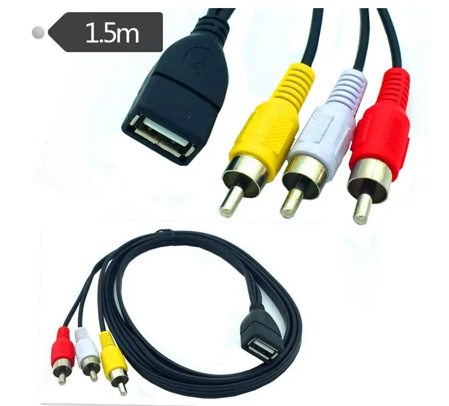 5 футов 1 м USB A разъем на 3 RCA Phono AV кабель свинцовый PC TV Aux аудио видео адаптер 20 см 150