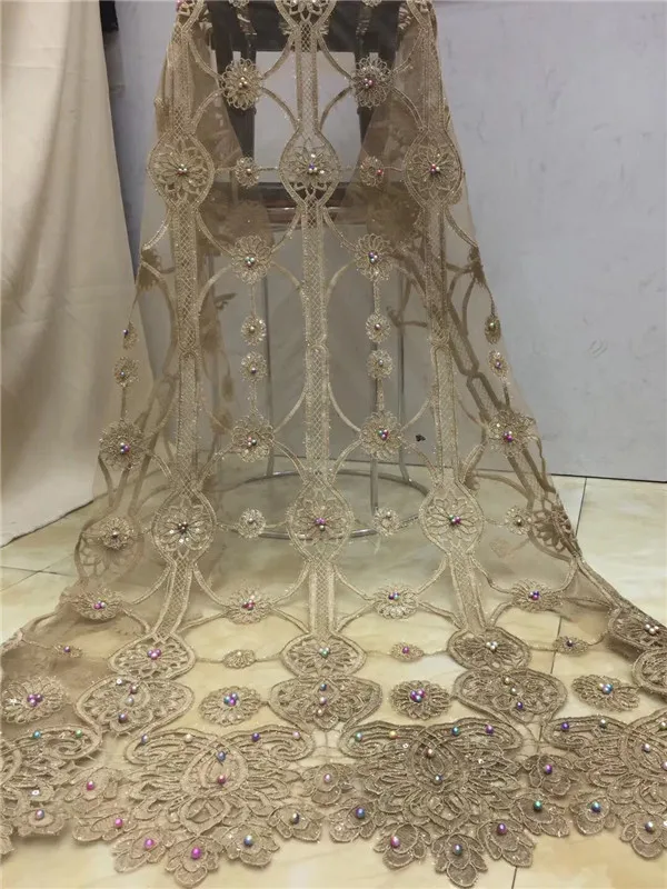 Французский кружевной материал с блестками 5 ярдов вышитый бисером тюль