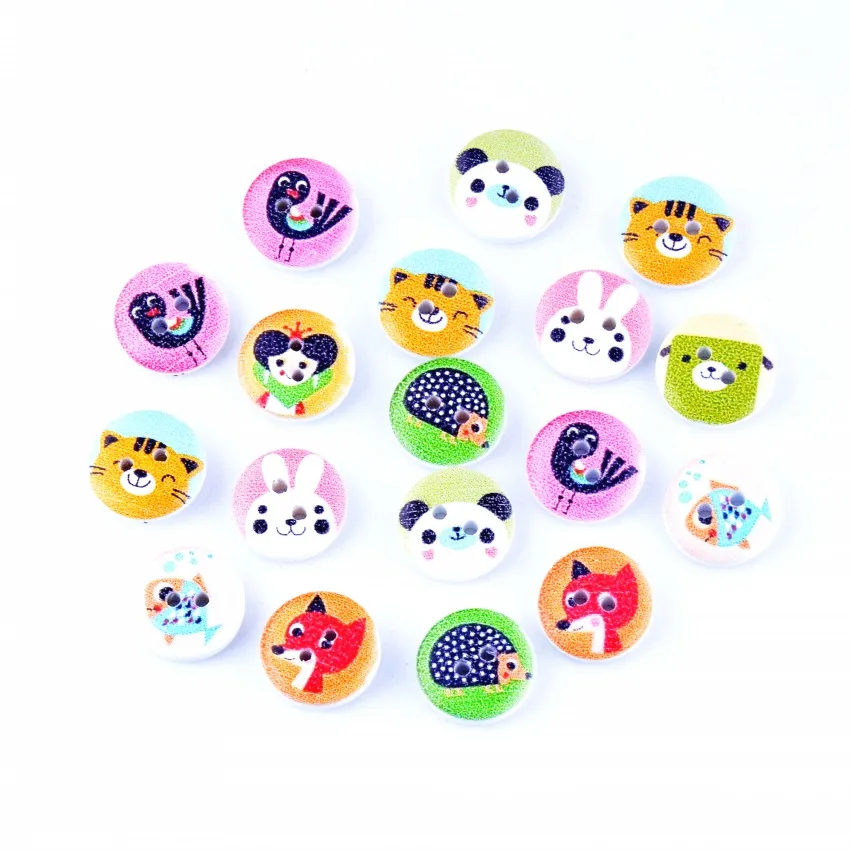 Бесплатная доставка 50 шт. случайные смешанные деревянные пуговицы с 2