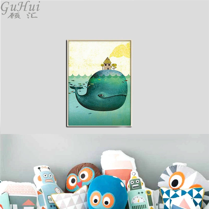 Картина на холсте в скандинавском стиле с рисунком Кита|wall pictures|decor wall picturescanvas