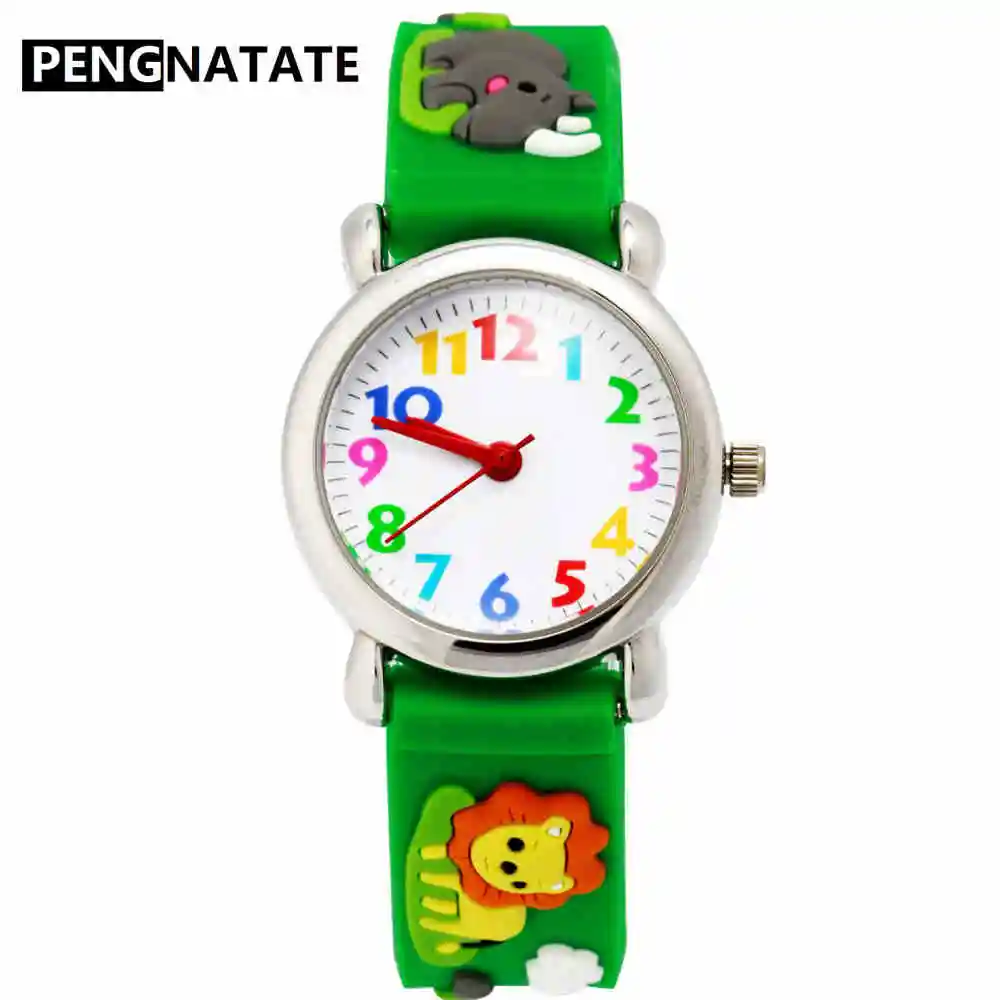 PENGNATATE Мультяшные часы для детей модные силиконовые браслет Кварцевые детские 3D