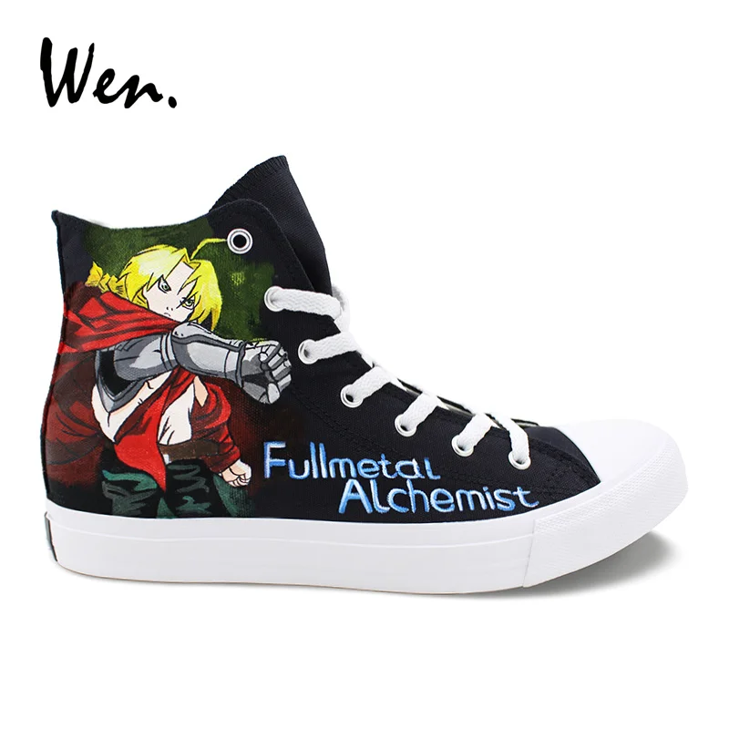 

Wen Hand Painted Shoes Fullmetal Alchemist Anime Designers Sneakers Women High Top Men Vulcanize Shoes Canvas Plimsolls Trainers