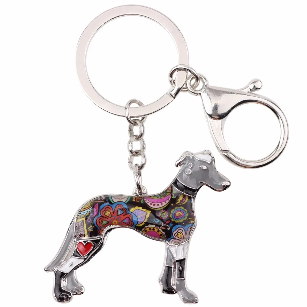 Bonsny эмалевый сплав Galgos Greyhound собака брелки кольца животные ювелирные изделия для