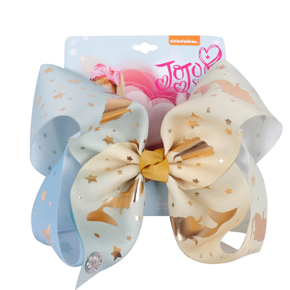 6 " Радужная Русалка Hairbow с зажимом для девочек Дети ручной работы большая металлическая печатная лента узел заколки для волос аксессуары для волос - Цвет: 6