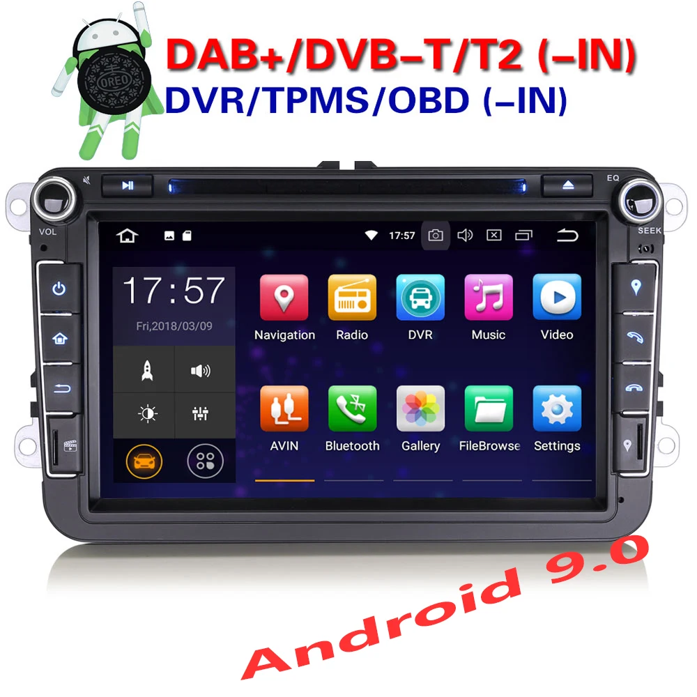 Erisin ES4815V 8 &quotAndroid 9 0 четырехъядерный 2G RAM PX30 автомобильный DAB + GPS стерео система для