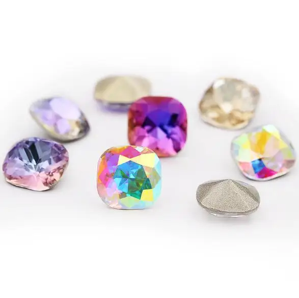 Высокое Качество K9 кристалл жир квадратный необычный камень БОЛЬШЕ цветов 10x14 мм