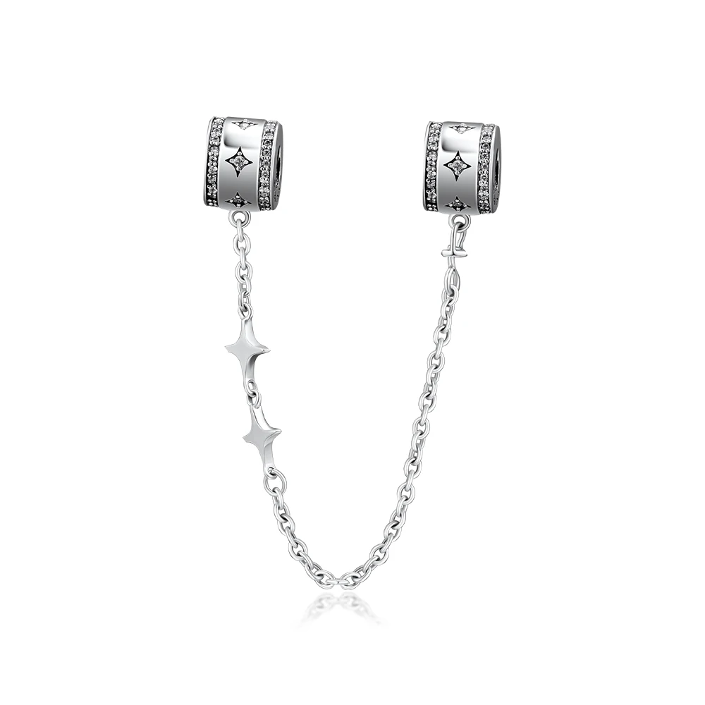 

DIY Fits for Pandora Charms Bracelets Illuminating Stars Safety Chain Beads 100% 925 Sterling-Silver-Jewelry Free Shipping