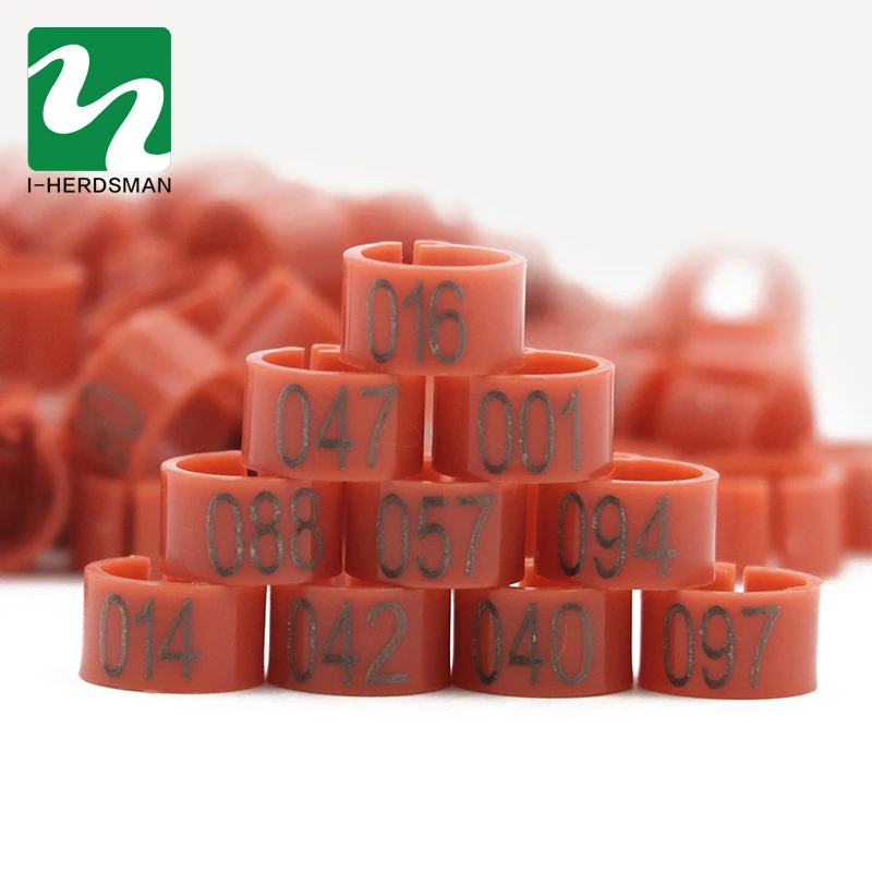 Brick red 2 Set Of 1-100 Numbered 10mm Poultry Bird Pigeon Duck Chicken Clip Leg Color Foot Rings Pet Management Logo Identification Tool - Цвет: Brick red