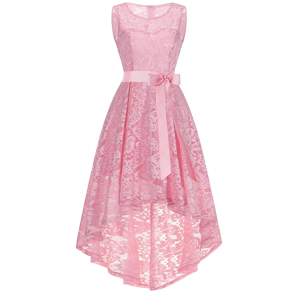 Женское вечернее платье без рукавов кружевное подружки невесты до колена лето