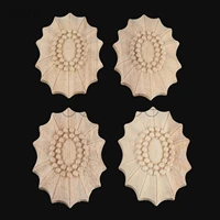 dophee 4pcs 96 5cm oval wood carved applique frame flower pattern decals for wall doors cabinet furniture home decoration