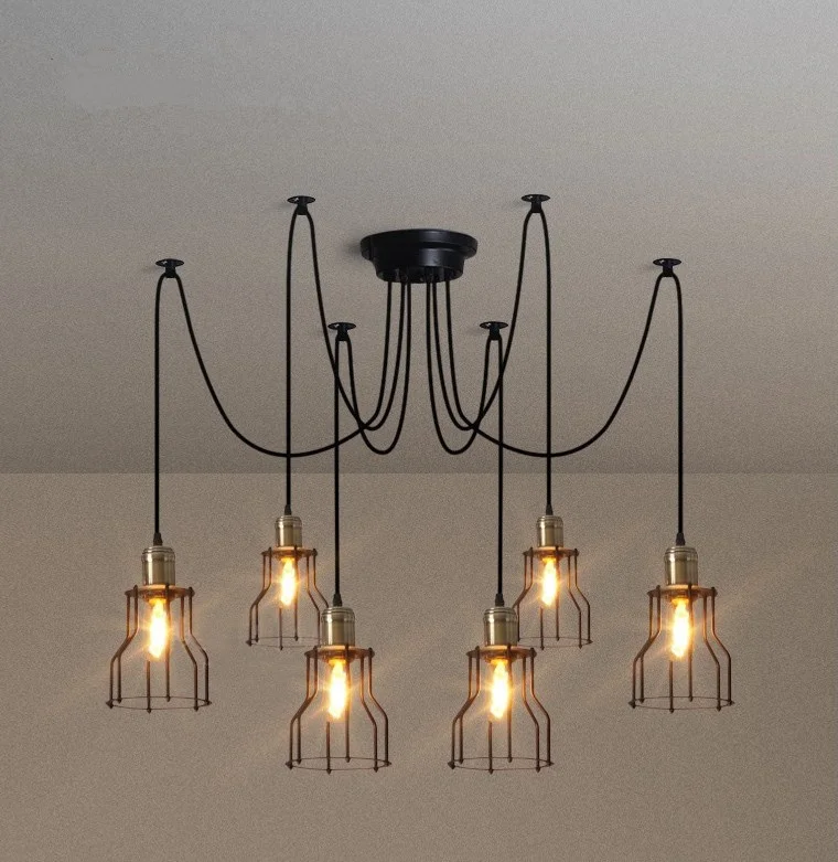 Современная Скандинавская ретро люстра с лампочками Эдисона винтажная