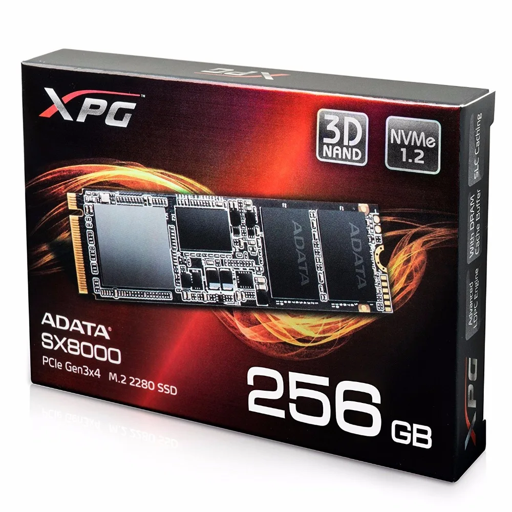 ADATA XPG SX8000 MLC 256GB 3D NAND PCIe Gen3x2 M.2 2280 NVMe 1 2 R/W до 2500/1100 MB/S Твердотельный накопитель (ASX8000NP