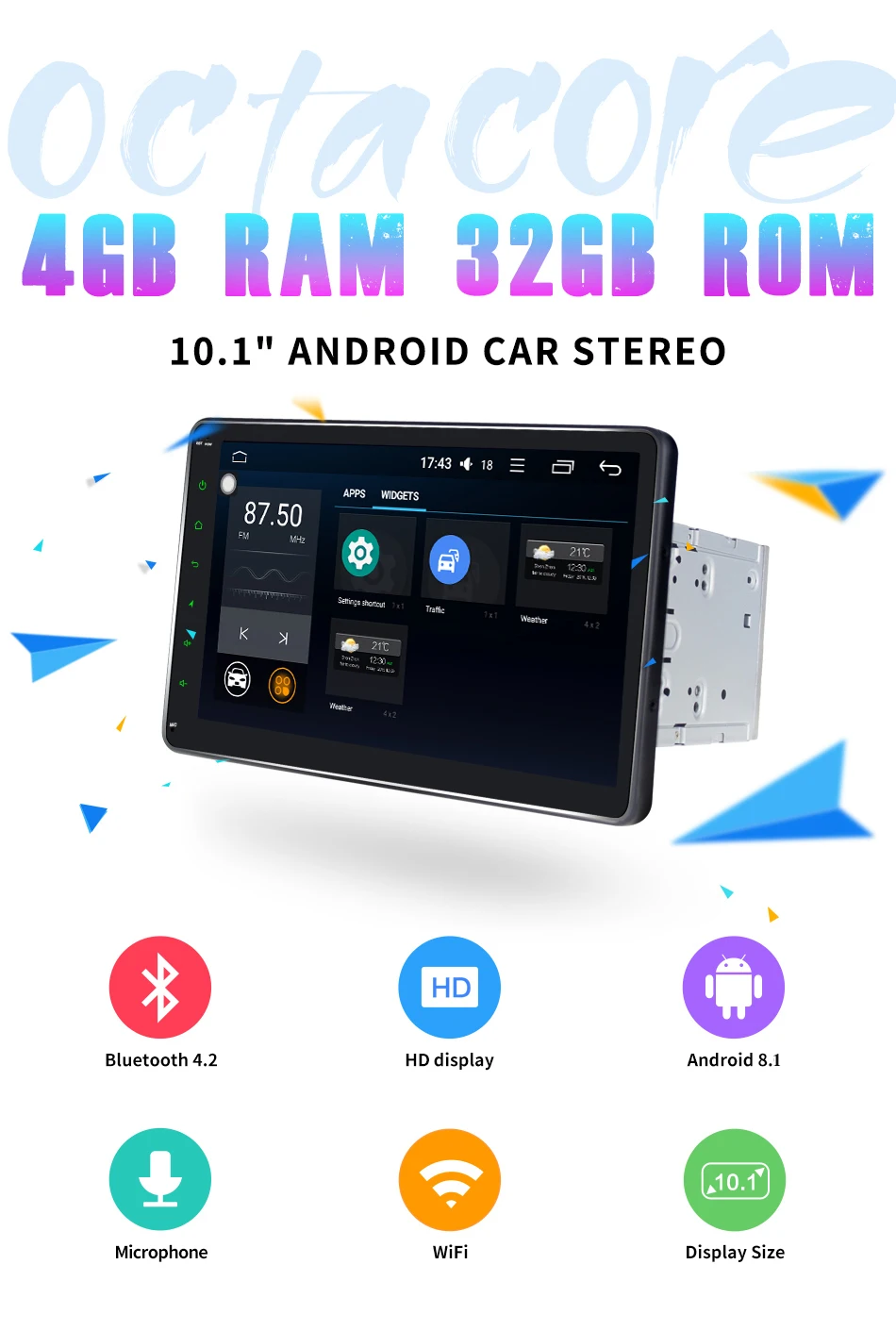 ARKRIGHT 10," 2 Din Восьмиядерный 4+ 32 ГБ Android 8,1 Авторадио автомобильный мультимедийный музыкальный плеер gps встроенный DSP с 4G модулем