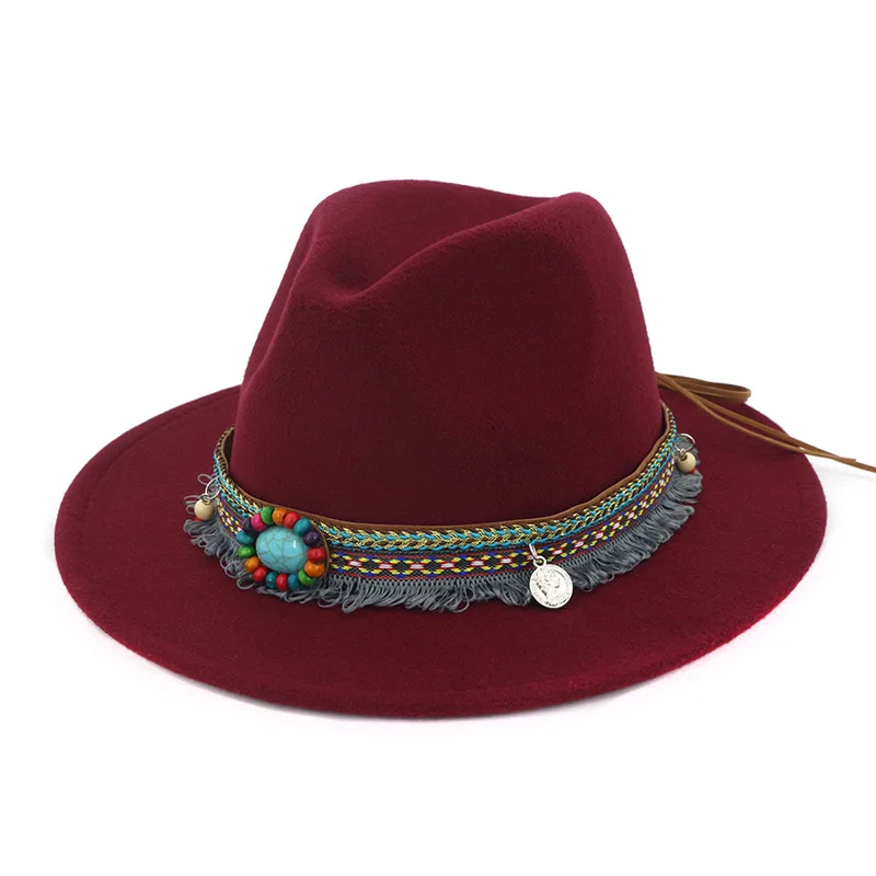 High Women Jazz Caps Hats Bohemia Style Woolen for Spring Summer Beach DOG88 | Спорт и развлечения