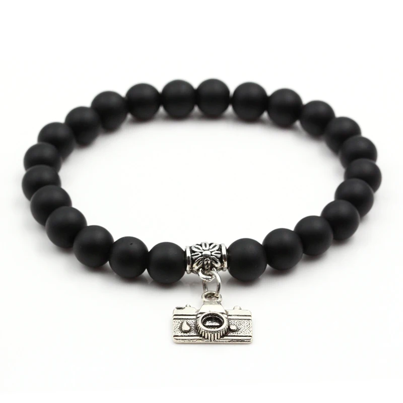 Шармы для цифровой камеры 8 мм матовый стеклянный браслет из бусин с эластичной
