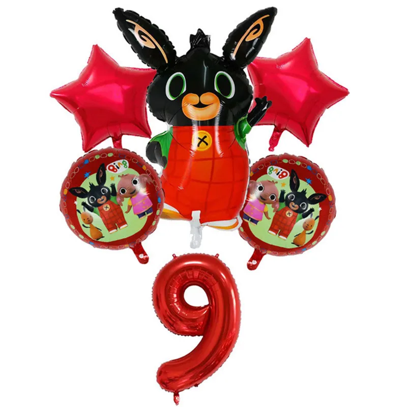 9 6 шт. Bing Bunny воздушные шары из фольги Мультяшные животные кролик шар 30 дюймов номер ребенок 1 9 день рождения Декор поставки игрушки - Цвет: 9