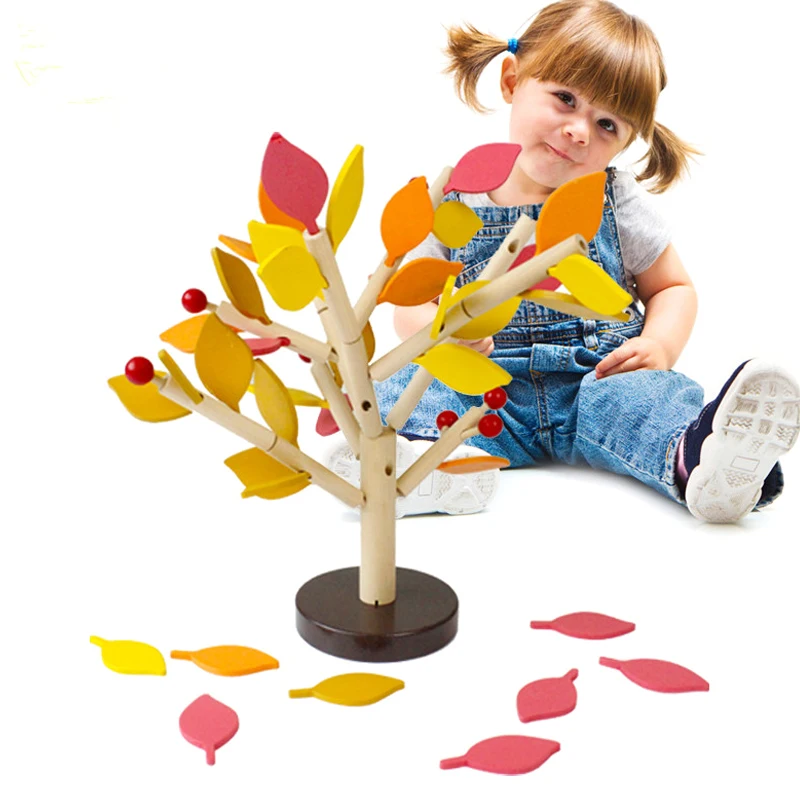 

Inserting Leaves 3D Tree Blocks Wooden Building Blocks Set Kids Early Educational Toy YH-17
