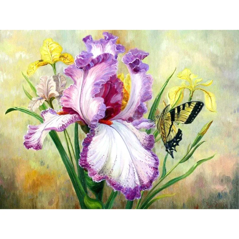 Полный квадрат/Круглый Алмаз 5D DIY Алмазная краска &quotБабочка и flowe&quot вышивка