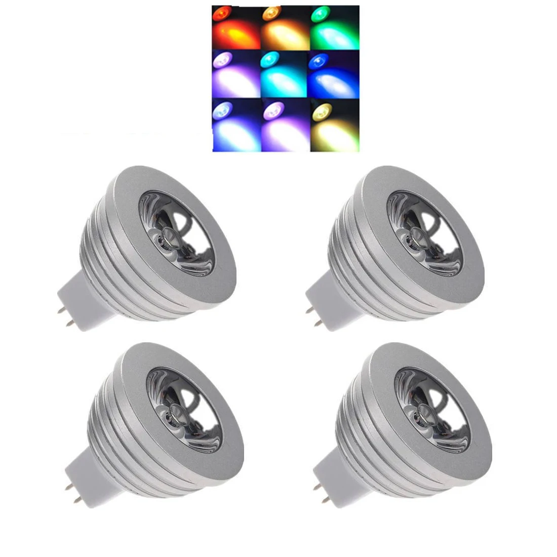 4X MR16 3 Вт RGB Светодиодная лампа с пультом дистанционного управления 16 видов цветов