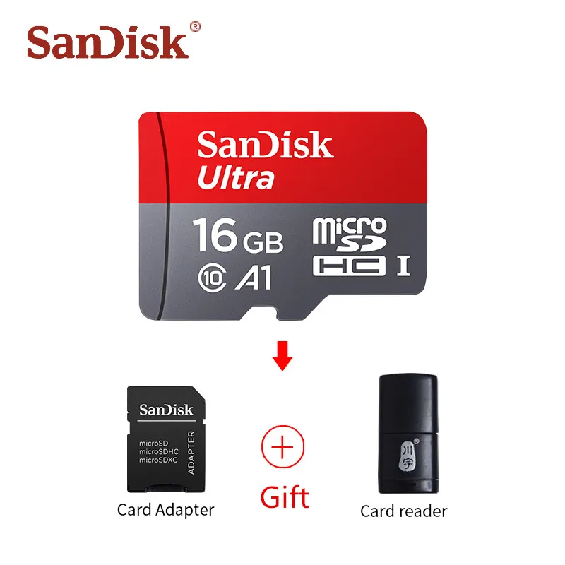 16GB Reader adapter Sandisk Class 10 Micro sd карта 64 Гб оригинальные TF карты 128 ГБ SDXC карта памяти 32 Гб 16 Гб Microsd SDHC MINI sd карта s Высокое качество - Емкость: 16GB Reader adapter