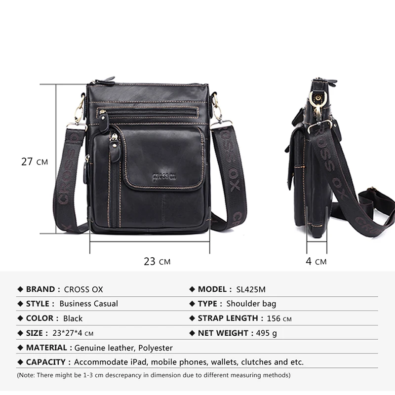 CROSS OX Осень новинка Для мужчин сумка Пояса из натуральной кожи клапаном
