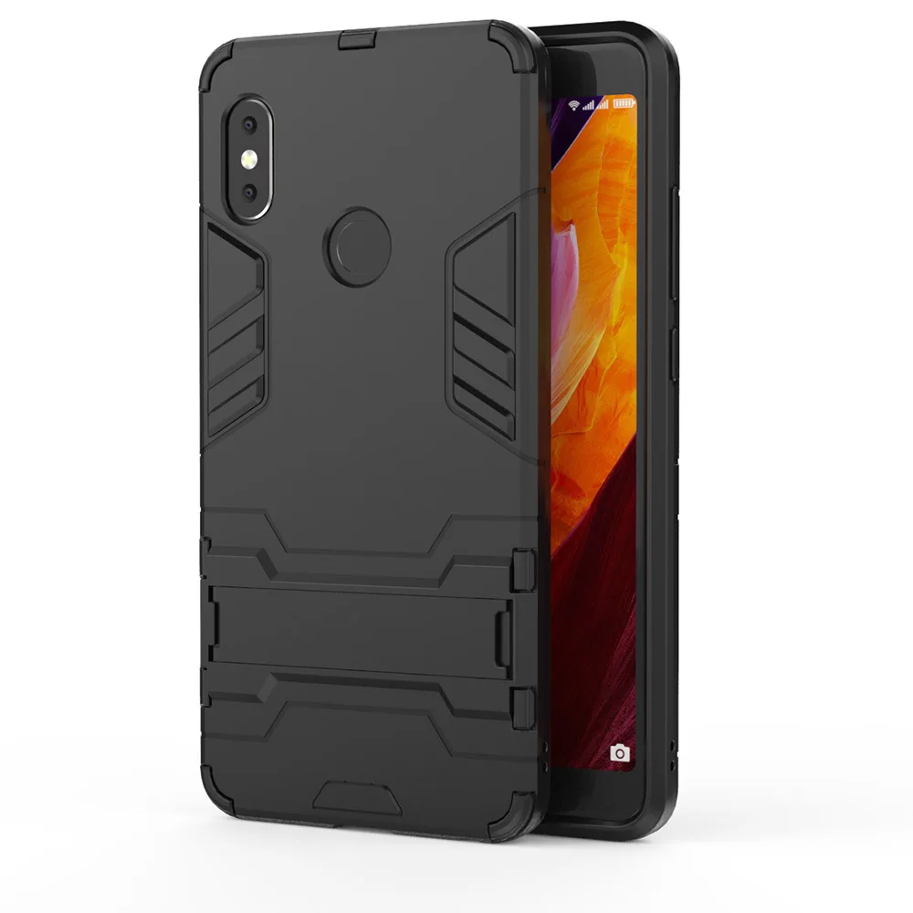 Black Чехол для телефона KONSMART для Xiaomi Redmi Note 7 6 5 Pro, гибридный жесткий чехол на заднюю панель, глобальная версия Redmi 7A 7 6 5 6A 5A GO S2, чехол-подставка s - Цвет: Black