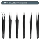 Горячая 6 шт. набор из нержавеющей Steel6-piece кости 1,0 мм Толщина Черный пинцет антистатический набор инструментов
