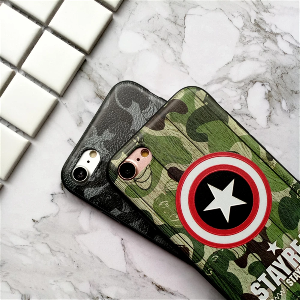 Супер герой военные камуфляж Бэтмен чехол для iPhone 6 S X 10 Marvel Зеленый Камуфляж