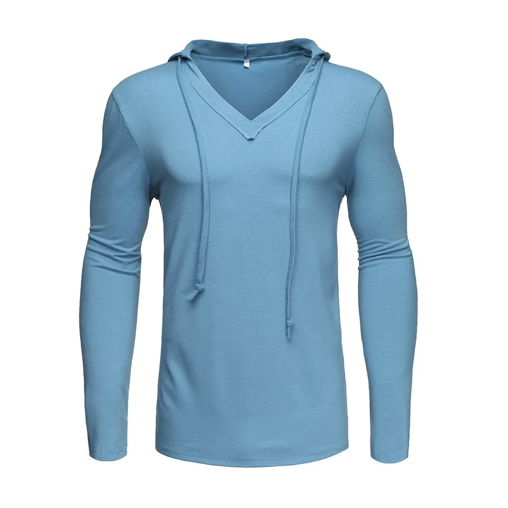 Light Blue Свободная Мужская рубашка с длинным рукавом из страуса, мужская повседневная одежда из хлопка и льна, свободная однотонная тайская рубашка с длинным рукавом и капюшоном, мужская рубашка - Цвет: Light Blue