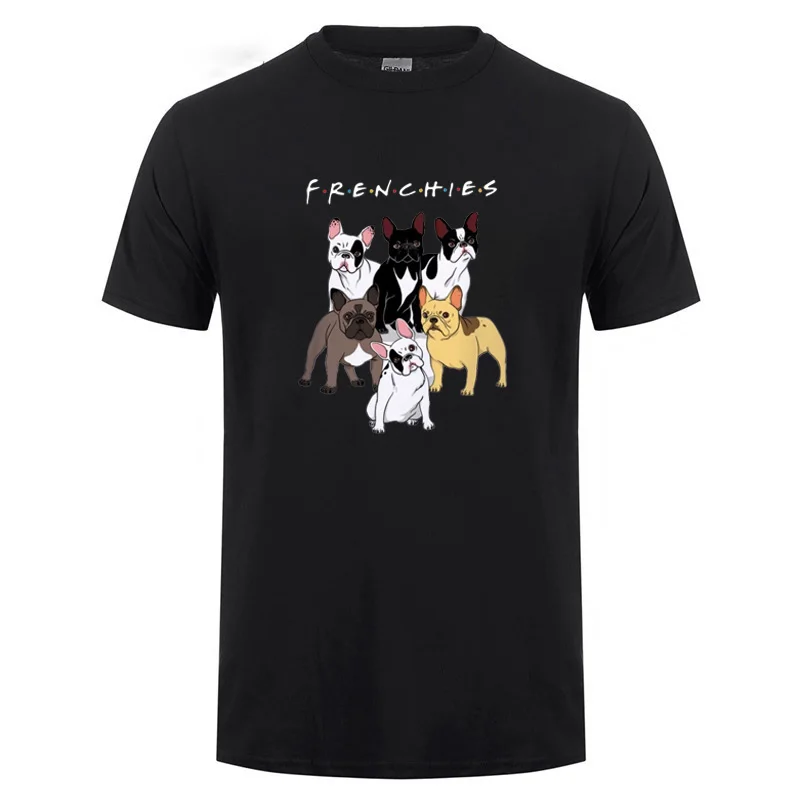 Футболка с принтом Французский Bulldog Frenchies для мужчин и женщин хлопковая забавная
