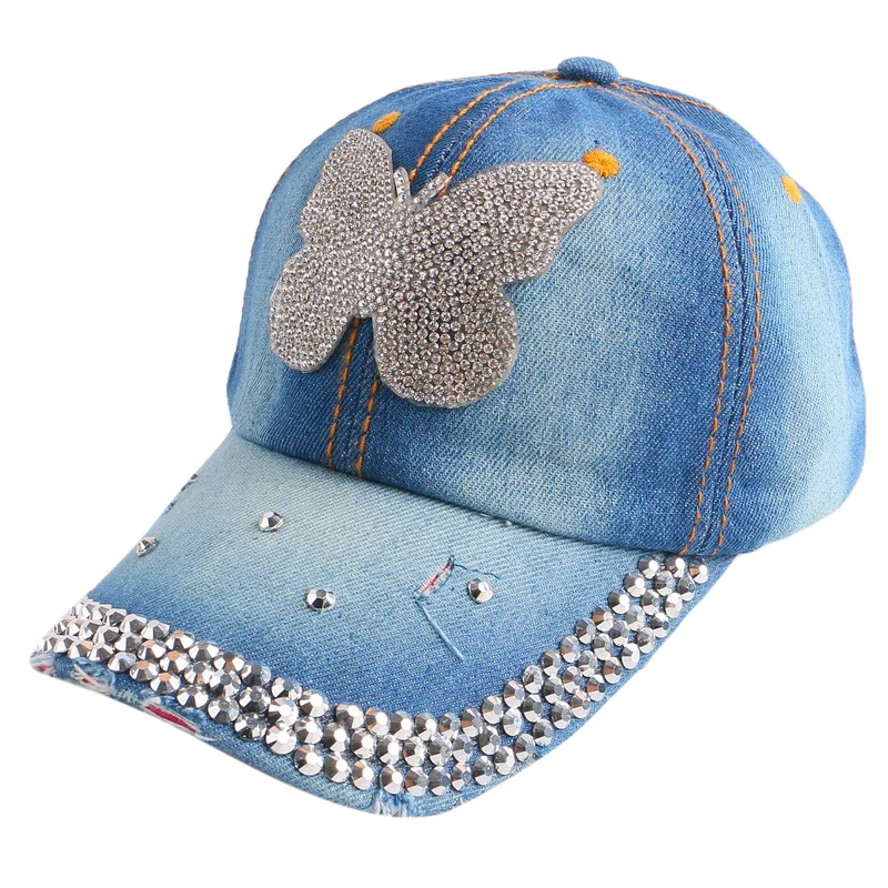 Новый дизайн Женская модная бейсболка на заказ ручной работы со стразами бабочка