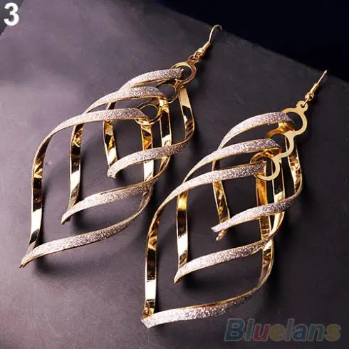 Женские Винтажные висячие Многослойные серьги подвески из сплава с матовым