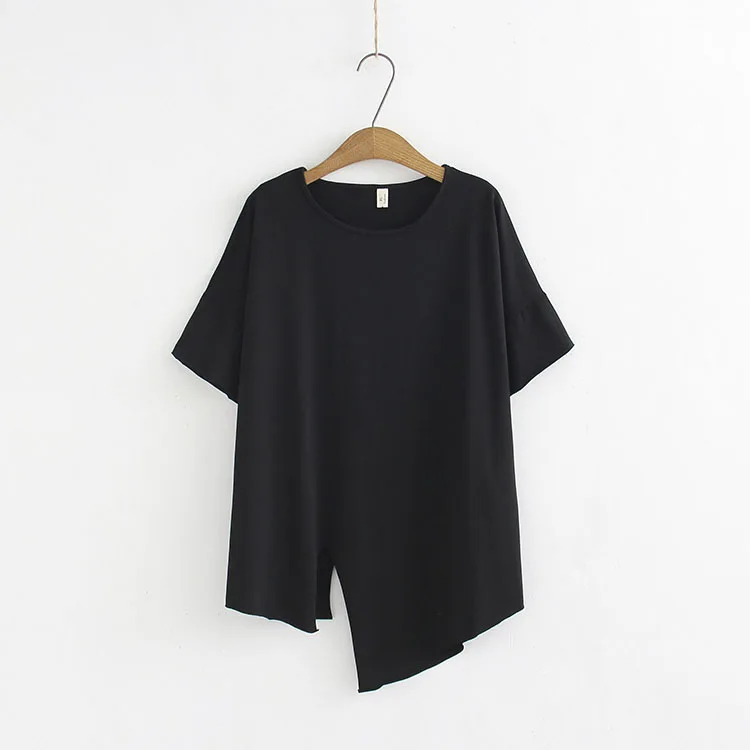 Женская Асимметричная футболка Повседневная Свободная с коротким рукавом и