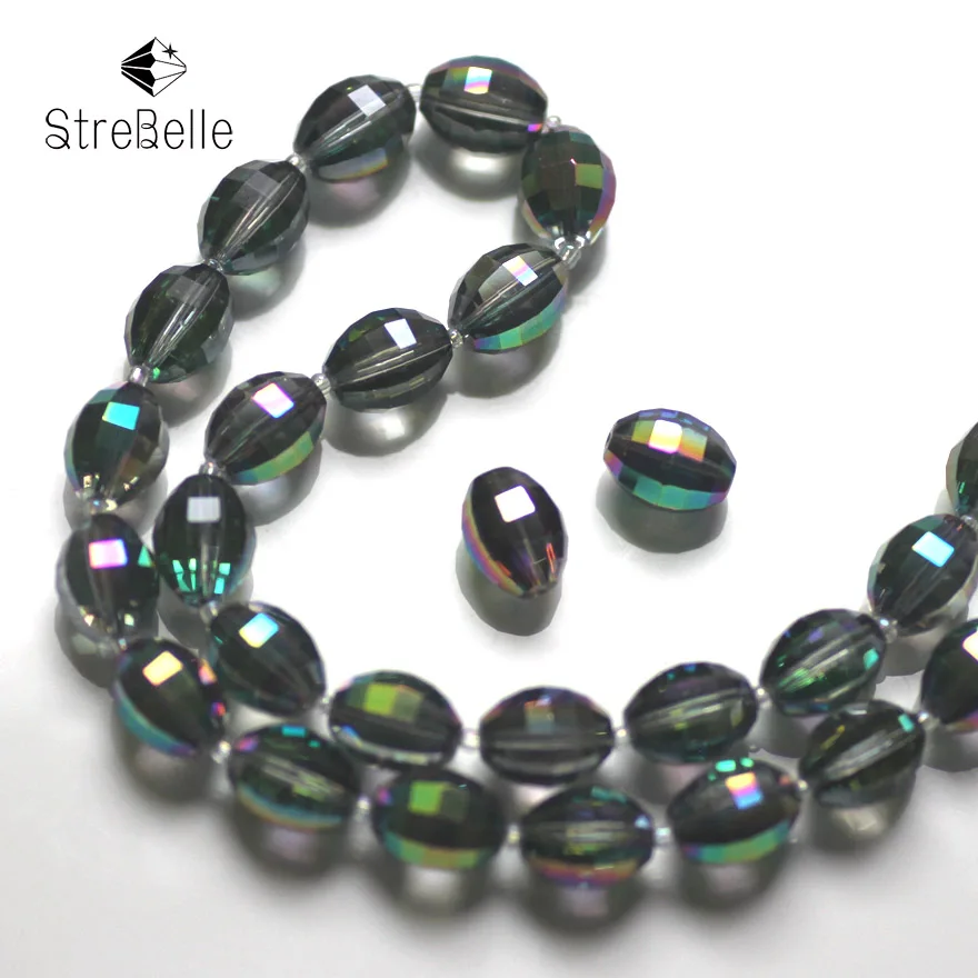 

2020 new Fashion malachite green long rhombous with elegant cutting semi-crystal glass create your style 48faces