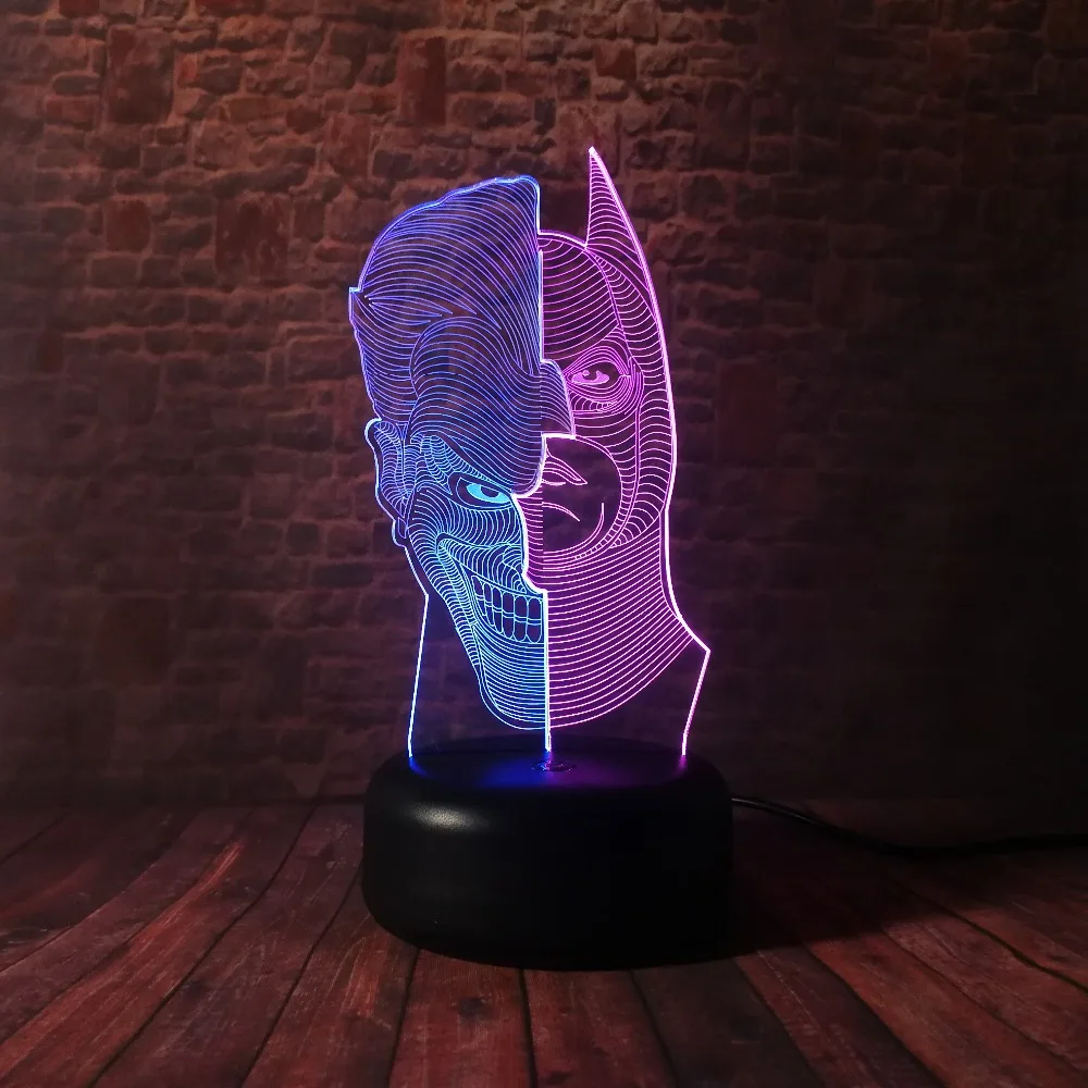 Новинка двухслойная ИК лампа с 3d иллюзией Джокера Бэтмена супергероя