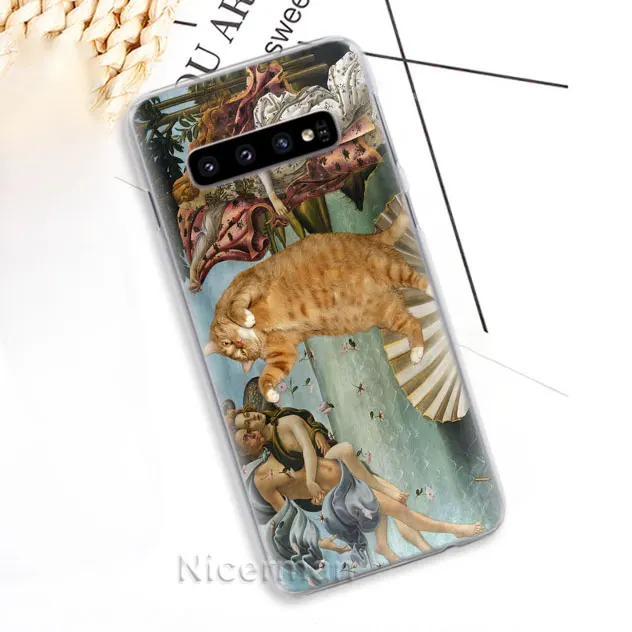 02 Чехол для телефона samsung Galaxy S10e S10 S8 S9 Plus S6 S7 Edge A40 A50 A70 M20, Забавный чехол с рисунком кота, красочная милая твердая обложка - Цвет: 02