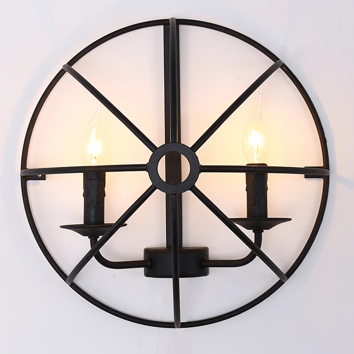 

American country Nordic retro loft semicircle globe black iron wall lamp for restaurant bar dining room wall lamp