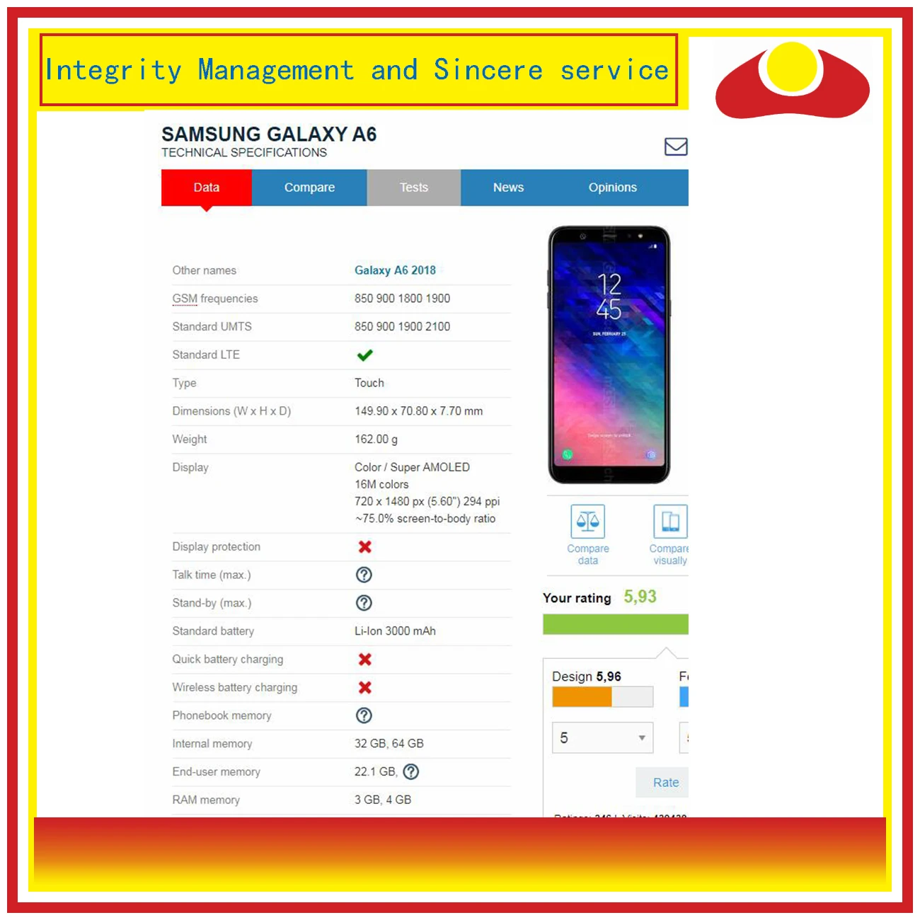 Для samsung Galaxy A6 A600 A600F A600FN ЖК-дисплей с сенсорным экраном дигитайзер панель монитор в сборе
