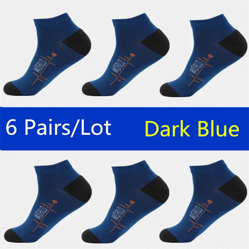 WZ006-dark Blue-6pai 6 пара/лот, низкая цена, мужские носки, классический бизнес бренд, Calcetines Hombre, носки для мужчин, высокое качество, дышащие хлопковые Повседневные носки - Цвет: WZ006-dark Blue-6pai