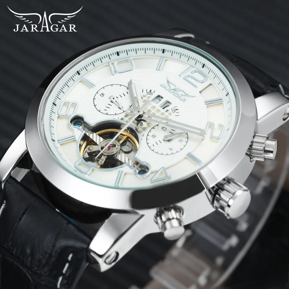 JARAGAR для мужчин часы Tourbillon дизайн лучший бренд класса люкс Авто Механические