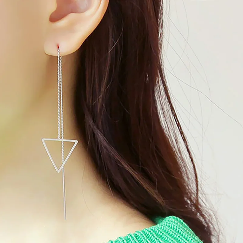 Tassel Earrings Pendientes E227 Manufacturer Product Fashion Simple Geometric Line Polygon Triangle Love Long Ears | Украшения и